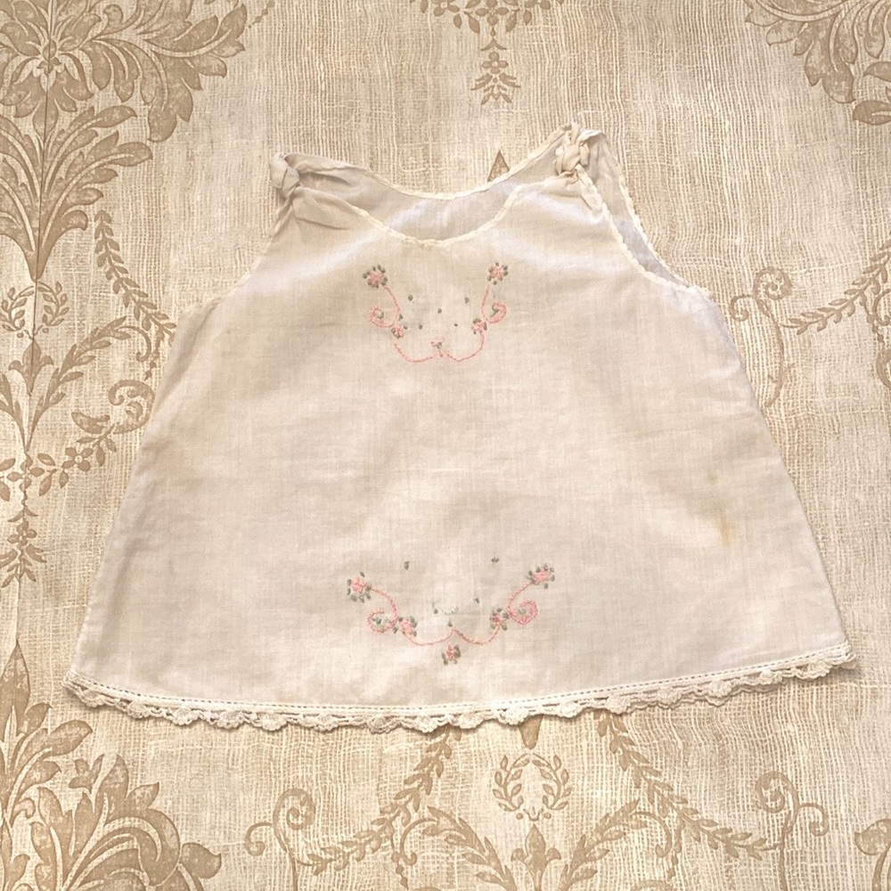 Antique Baby Slip Dress Gown Hand-Embroidered